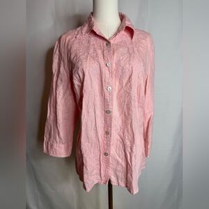 Edward Pink 100% Irish Linen Button Up Collared Shirt Sz Large  Embellishment